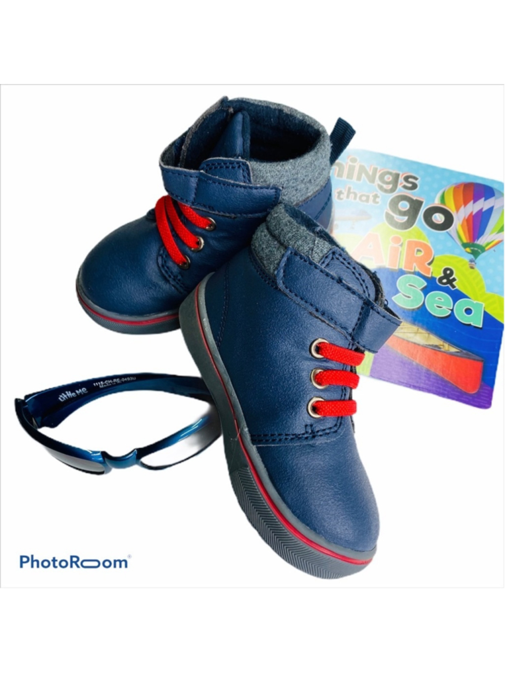 Garanimals Ankle Boots Navy Blue Red Laces Hook & Loop Closure Toddler Size 5